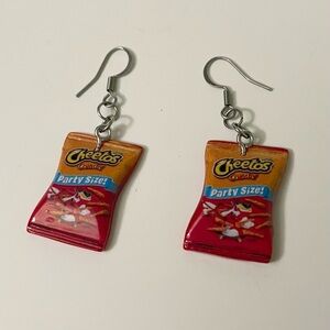 Handmade Cheetos Party Size Bag Dangle Earrings Kitschy Foodie Jewelry